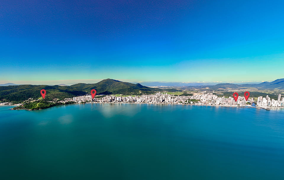 Mapa do Perequê, em Porto Belo, com a localização dos empreendimentos